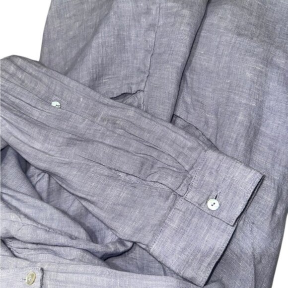 Sigrid Olsen 100% Linen Button Down Shirt – Light Blue Tunic Top, Relaxed Fit - Picture 2 of 7